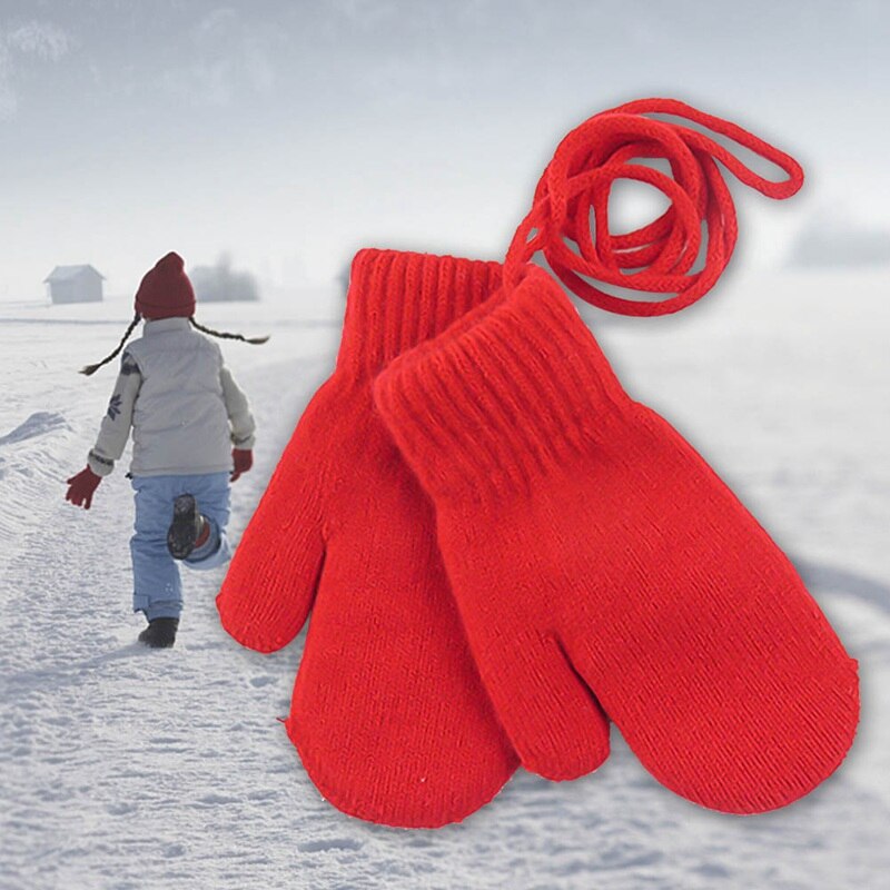 Gants d'hiver pour enfants de 1 à 3 ans | Mitaines universelles pour l'extérieur, gants tricotés chauds en laine pour bébés, gants portables à encolure suspendue à la corde