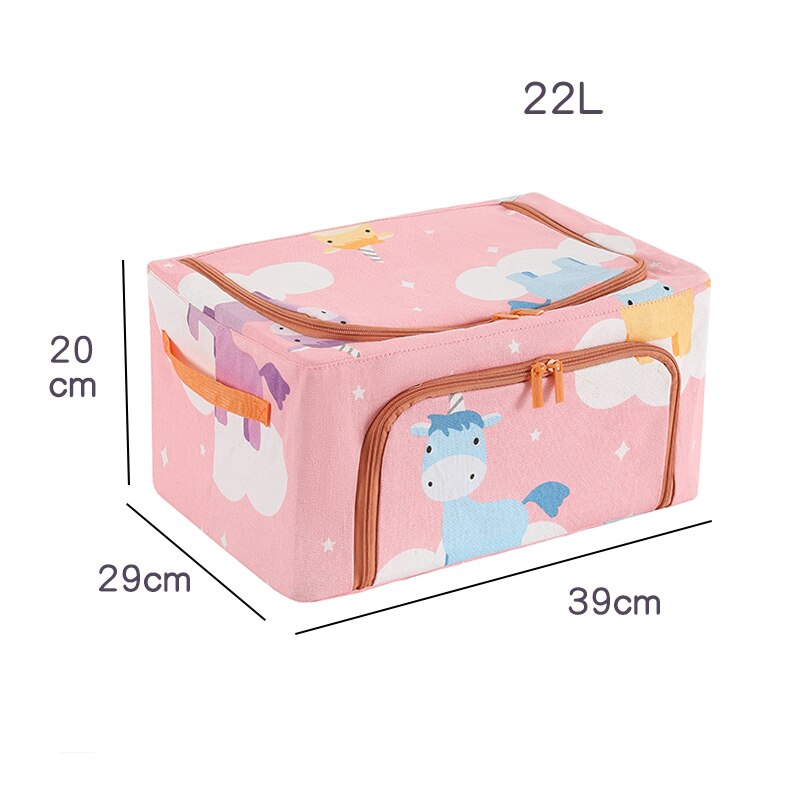 Cute Fabric Storage Box Foldable Clothes Bag Laundry Blanket Pillow Toy Storage Cabinet Pet House Toolbox Car Trunk Organizer: PINK 22L