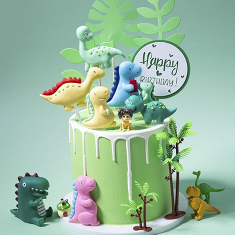 Dinosaur kage toppers jungle safari fødselsdagsfest kage indretning jurassic verden dino kage indretning tillykke med fødselsdagen fest indretning børn dreng