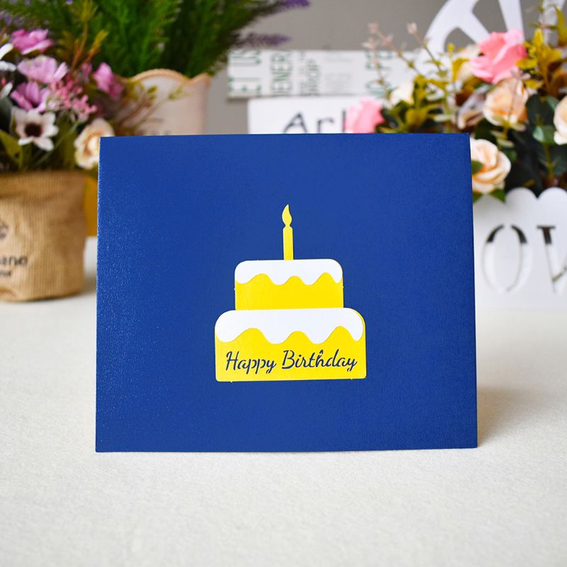 3D Pop Up Cartões Postais Do Bolo de Feliz Aniversário Cartões Convites com Envelope