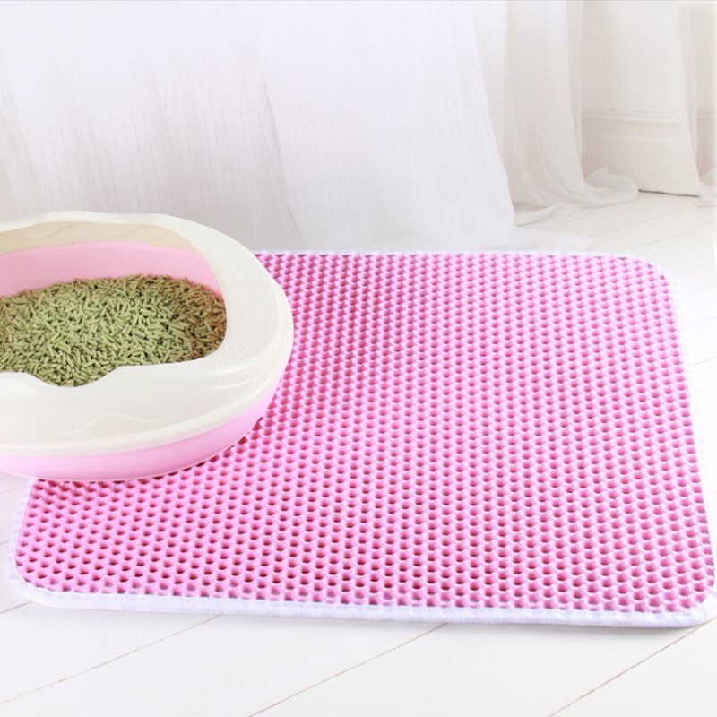 Pet litter mat with Double layer waterproof clean pad accessories for dog cat toilet: Pink / XL 55x75cm