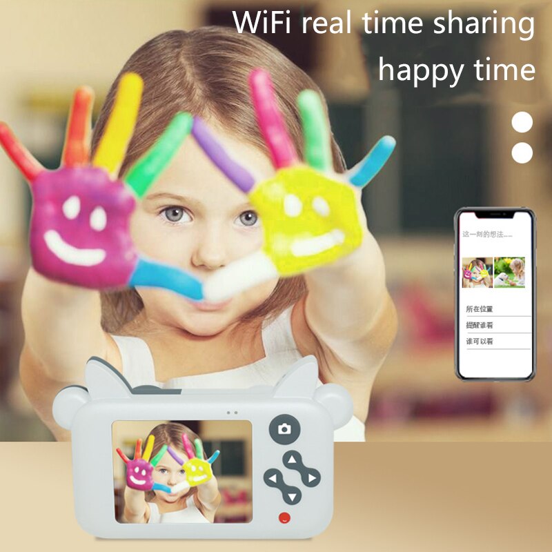 Hd wifi mini kindercamera cartoon kinderen digitale fotocamera delen foto kinderen spel studie speelgoedcamera voor kinderen