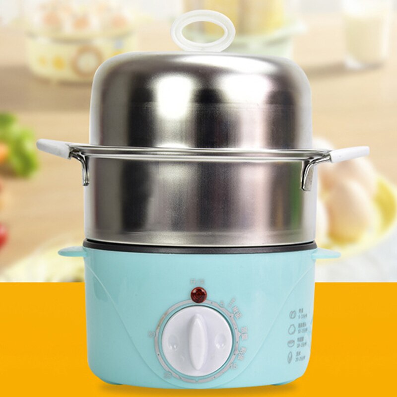 Household Double Layer Electric Egg Cooker Boiler for Up to 14 Eggs Stainless Steel Tray Pot/Cook Noodles(US Plug)