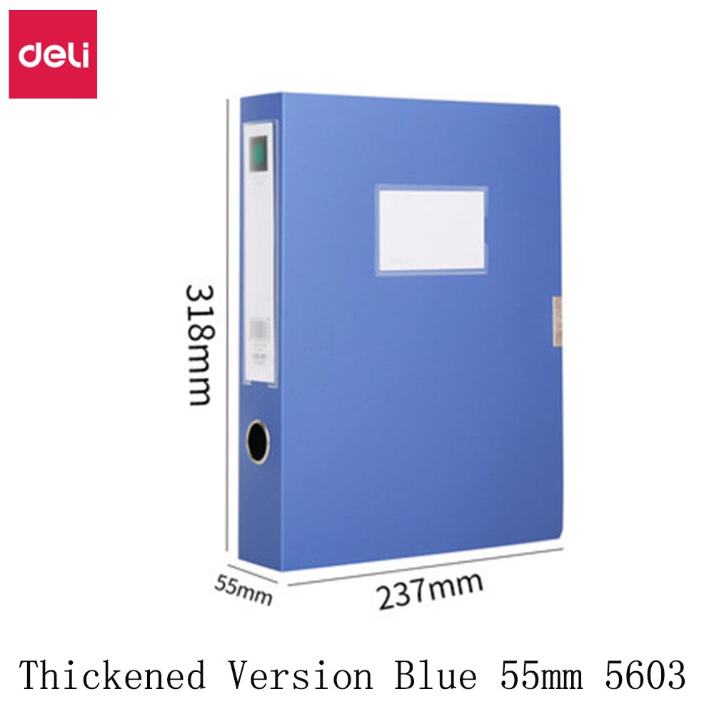 Deli A4 Blue File Box Multi-Specification Large Capacity Storage File Sticky Data Box Folder PP Folder Information OfficeSuppliy: Thickened Blue 55mm