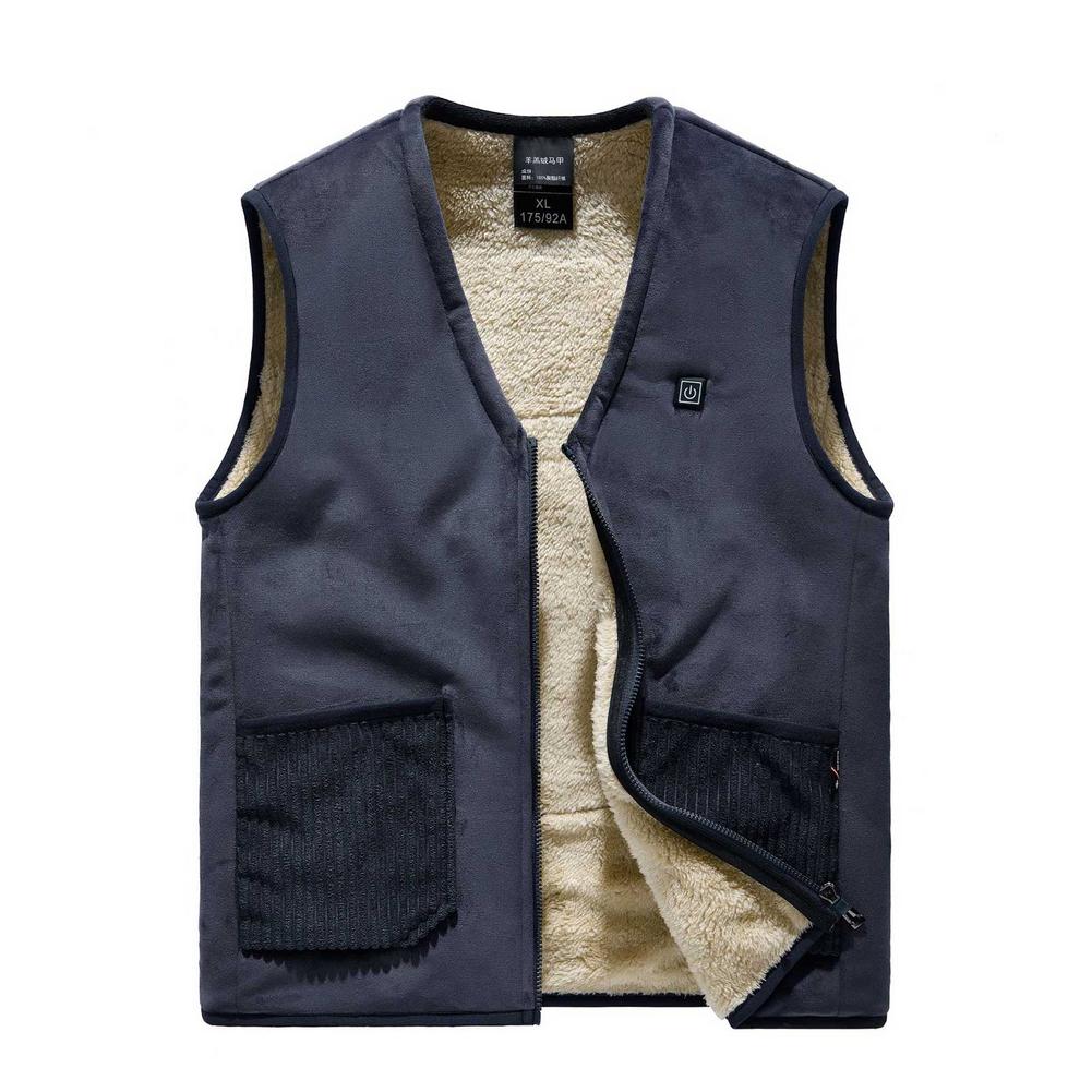 Fleece Heated Vest Jacket Men Women Coat Clothes Intelligent Electric Heating Thermal Warm Clothes Winter Heated: S Country code L