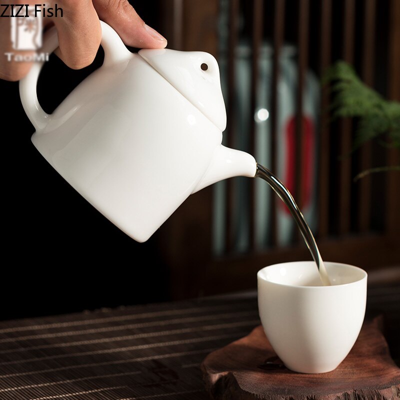 Europese Stijl Pure Witte Keramische Kleine Ketel Woonkamer Salontafel Desktop Art Decoratie Ketel Met Deksel Woondecoratie