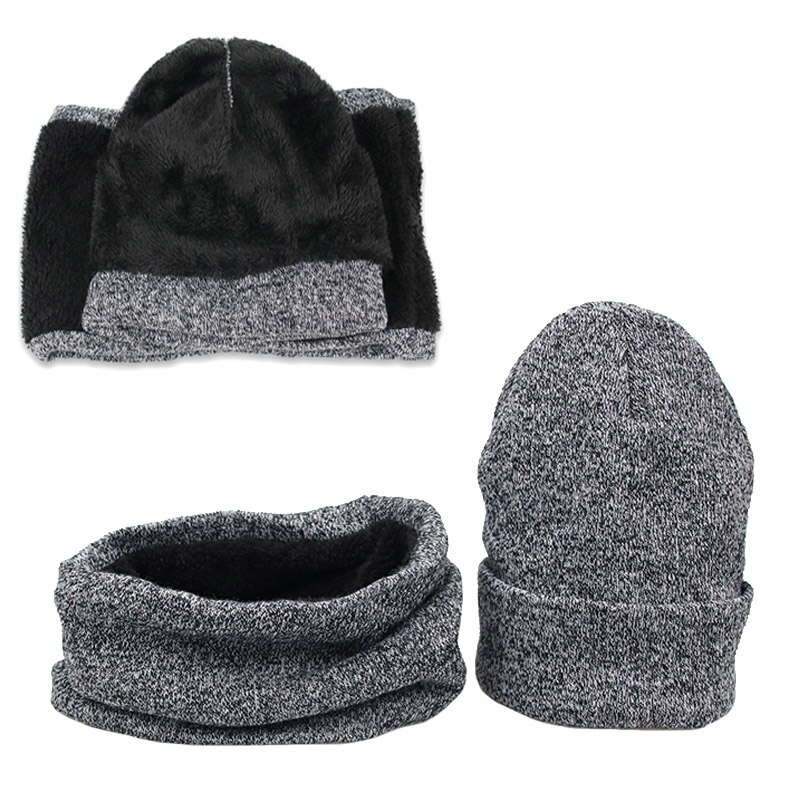 Conjunto sombreros bufandas de invierno para hombre, gorros de punto grueso para mantener el calor, accesorios de invierno, gorro, bufanda, gorra de cobertura gruesa para otoño