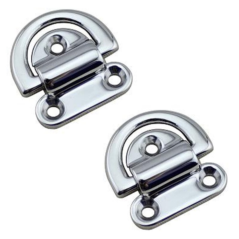 2 stuks 6mm opvouwbare dekmat ogen marine kwaliteit roestvrij staal d-ring met plaat voor marine boot jacht accessoires