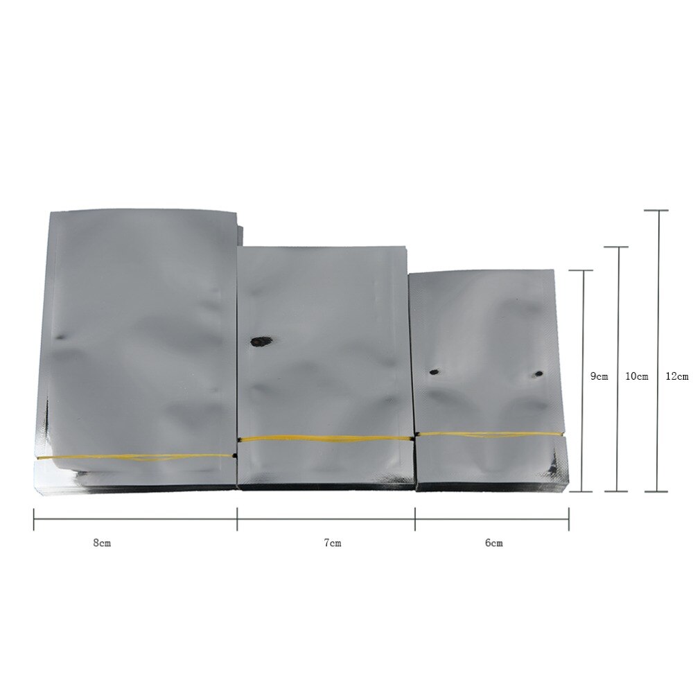 100 Stks/partij Mylar Zak Vacuüm Zakken Zilver Aluminiumfolie Zak Zakje Voor Voedsel Opslag Aluminium Vlakke Zakken 3 Maten