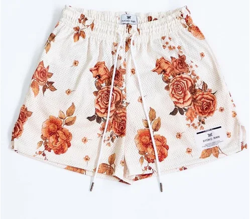 Sommarfitnessshorts i oljemålningsstil, sportiga meshshorts för herr/dam, sommarbasketträning, knäbyxor med kvartsstycke: Xl / Vit