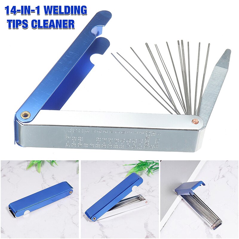 14 In 1 Welding Tip Cleaner Stainless Steel Welding Cutting Torch Nozzle Needles Kit Reamers Soldering for Cleaning Gas Orifices