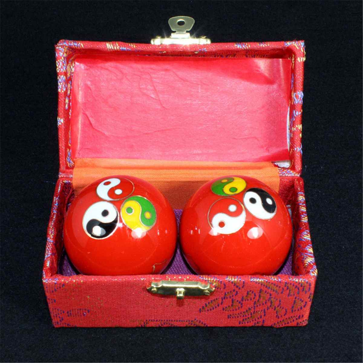 Bolas de meditación China para la salud diaria dedo mano ejercicio alivio estrés Baoding bolas de masaje terapia de relajación bolas de mano 47mm: Rosa