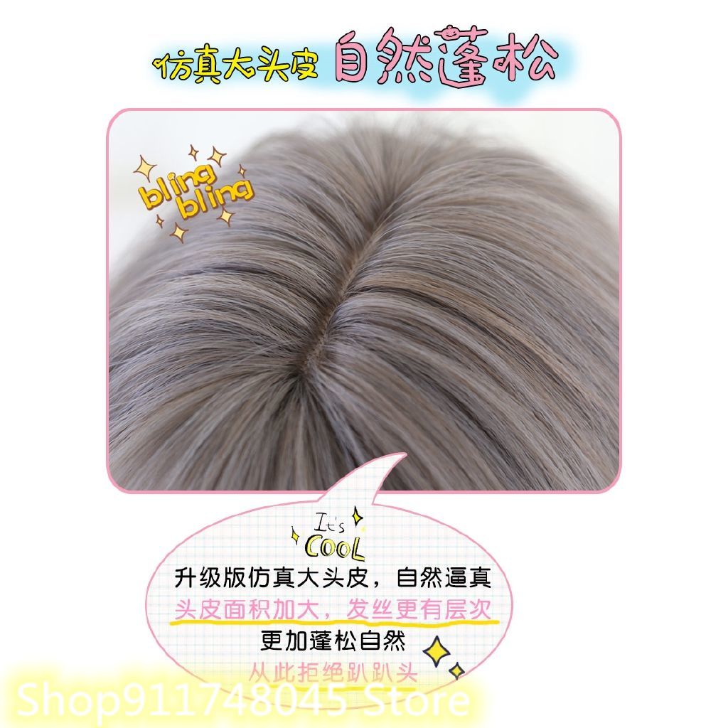 Long Curly Hair Wig Female Korean-Style Big Wavy Hair Qi Air Bangs Natural And Realistic Fluffy Artificial Wig