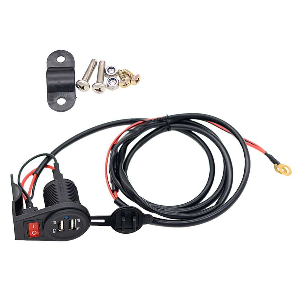 12V-24V Motorcycle Dual USB Adapter Socket Charger With On Off Switch