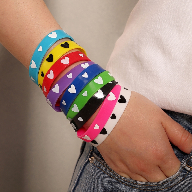 9 Pcs buona fortuna quadrifoglio elasticità mano braccio polsino braccialetti in Silicone per bambini ragazzi ragazze donne gioielli