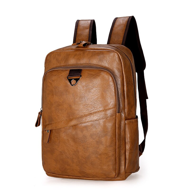 Mochilas escolares de cuero sintético para hombre y mujer, bolso Retro informal para viaje de ocio, estudiantes y adolescentes: khaki 951