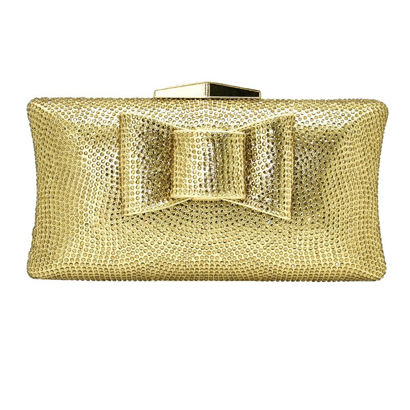 Producto, bolso de para mujer, bolso de hombro nupcial para mujer, Diamante de cristal para bodas, bolsos de noche, bolso de hombro de lujo para mujer a la: Dorado