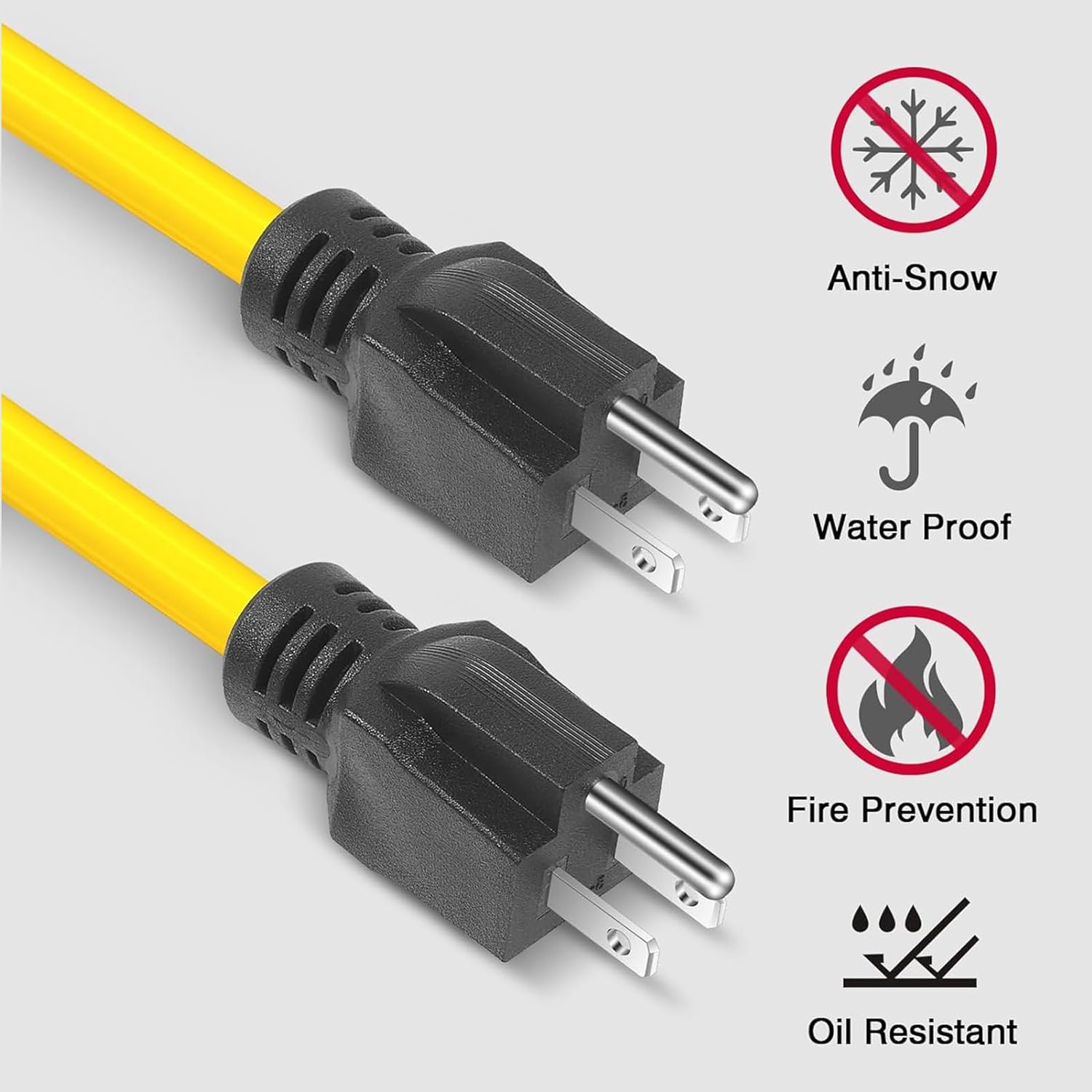 3 Prong Double Male Extension Cord Adapter Male to Male 5-15P 12AWG 125V US Plug Generator Cord for Transfer Switch