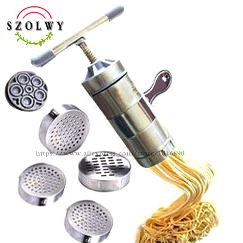 Urządzenie robić gotowania makaronu ze stali nierdzewnej ferramentas z 5 modelami warzyw makaron nóż naciśnij maszyna robić robienia makaronu narzędzia kuchenne Spaghetti