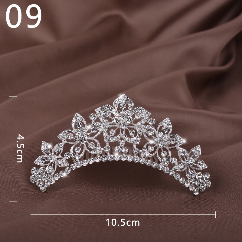 Prinzessin Krone für Mädchen Zeigen Braut Krone Tiara Diadem Silber Farbe Kristall Blumen Hochzeit Braut Haar Zubehör Kopf Schmuck: 9