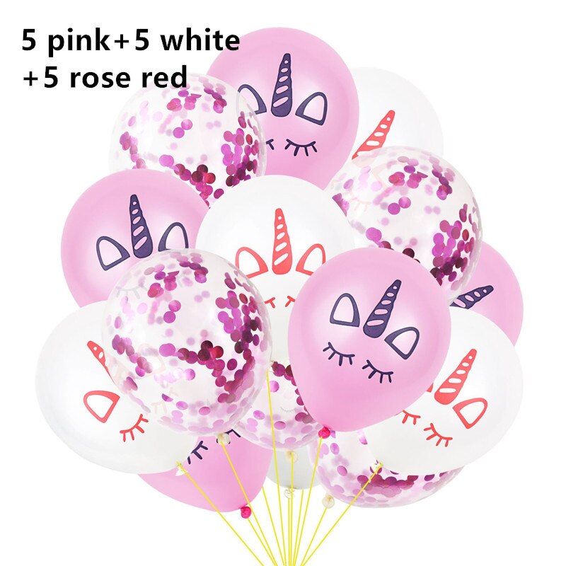 1set Hawaiian Unicorn Party Fiesta Party Balloons Baby Shower Happy Birthday Wedding Party Deco AnniversaireComunion Decoracion: 5 rose red
