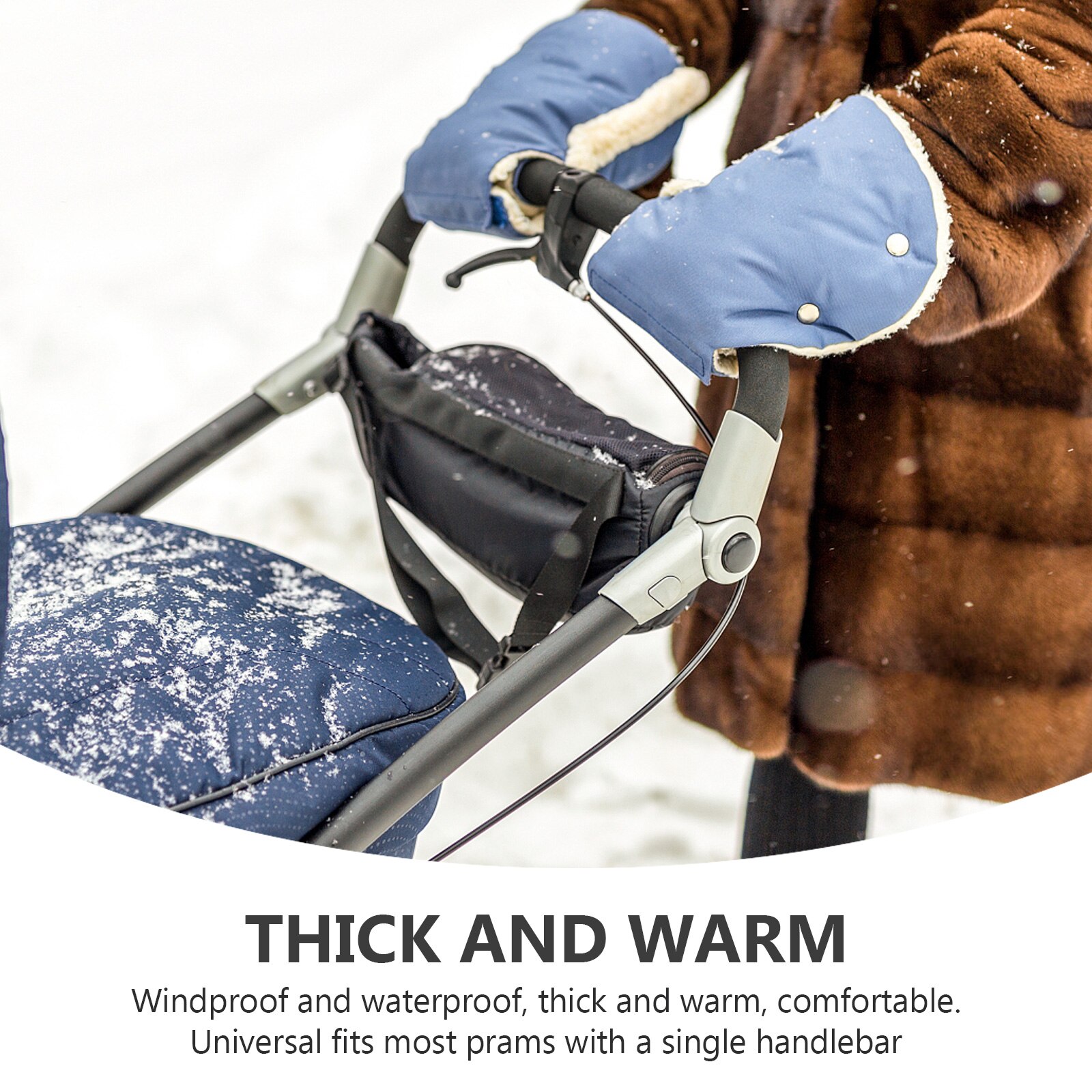 1 Pair Outdoor Warm Gloves Windproof Golf Cart Gloves Thickened Pushchair Hand Warmers (Grey)