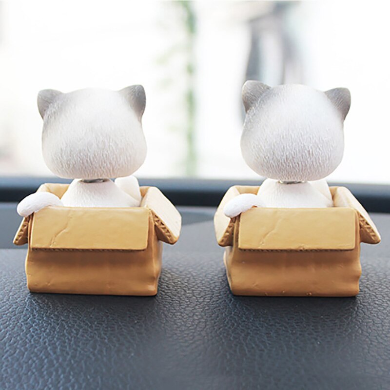 Car Dashboard Decor Toys Shaking Head Cute Kitten Wobble Bobblehead Dog Nodding Cat Car Ornaments Home Decor Accessory