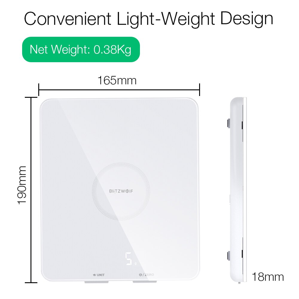 Blitzwolf BW-SC4 DC4.5V Led Display Huishoudelijke Mini Schaal Met 1G Hoge Precisie Gehard Glas + Abs Meerdere Unit Keuken-Schalen