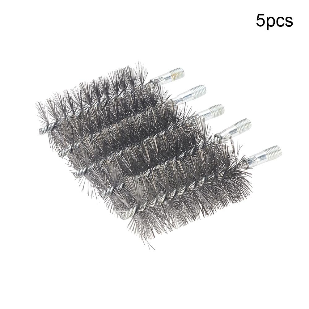 2pcs/5pcs 12mm Thread Wire Brush Metal Handle 18~80mm Brush Working Diameter Steel Wire Pipe Tube Cleaning Chimney Brush Kit: 55mm x5pcs