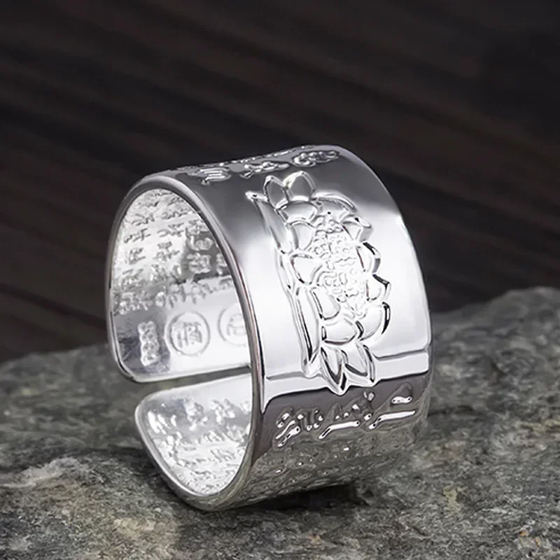 Bague bouddhiste en argent pour femme, prière tibétaine, cuivre, OM Mantra, 7 juifs, porte-bonheur: CAMEL