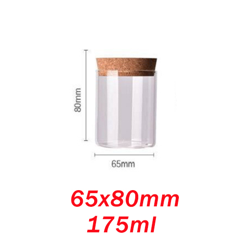 9 storlekar glasburk med lock kork kolumn lufttät burk förvaringsflaskor burkar korn teblad kaffebönor godis matburk: 65 x 80mm 175ml