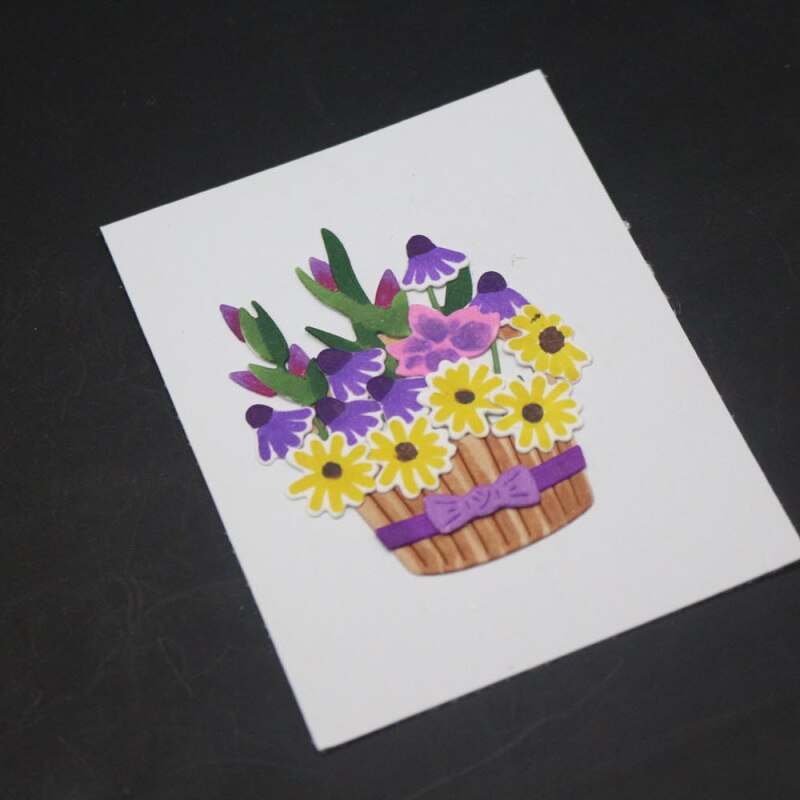 Troqueles de corte de Metal con marco de cesta de flores, Troqueladora, decoración de flores, plantilla para álbum de recortes de bricolaje, sellos y troqueles,