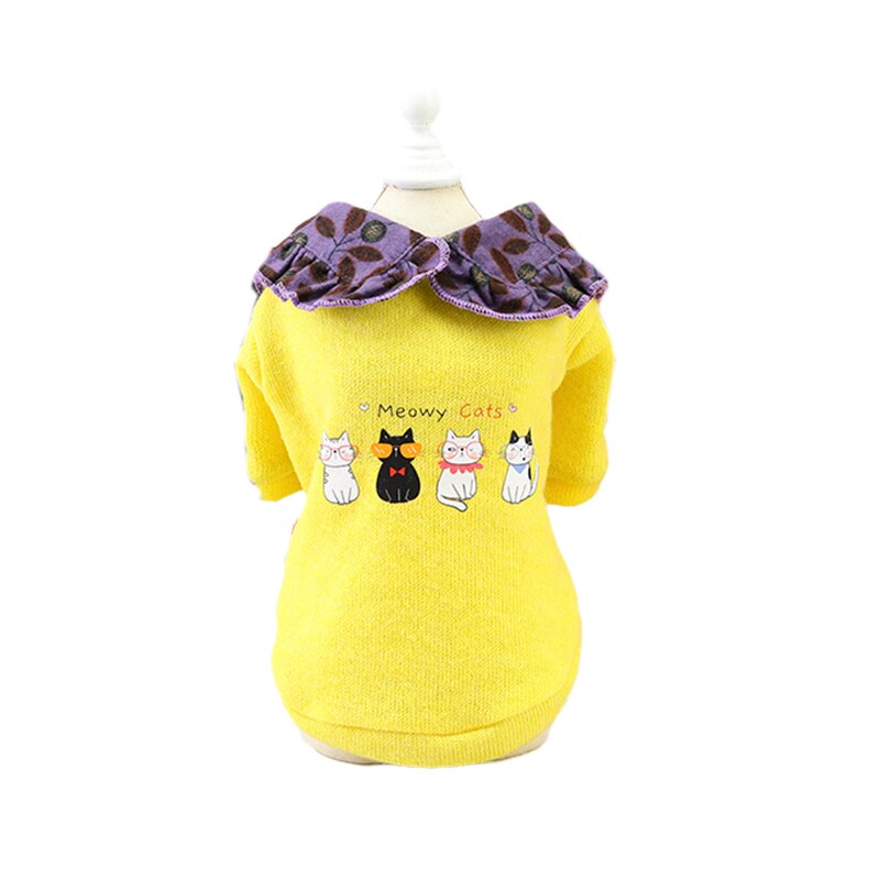 Herfst Winter Pet Kat Hoodie Trui Voor Katten Sphynx Leuke Print Puppy Hond Kleding Katten Kedi Sweatshirt Gotas Mascotas Kleding: Yellow / Xxl