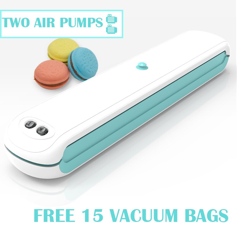 Vacuum Sealer Machine With Food Vacuum Bags Packaging For Vacuum Packer Packing For Vacuum Food Sealer Multiple Colour: BLUE TWO AIR PUMPS / 220V