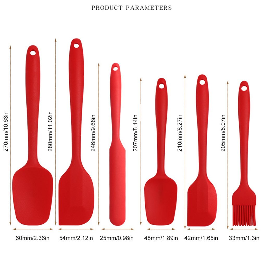 6 Pcs Silicone Pastry Spatula Set Non-Stick Rubber Spatula Heat-Resistant Spatula Kitchen Utensils Kit for Baking