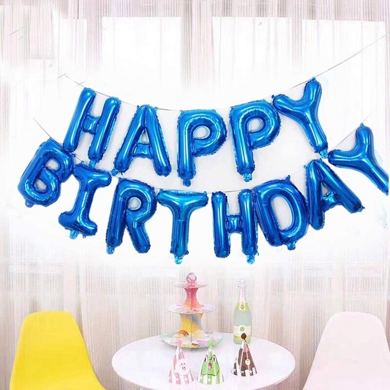 "tillykke med fødselsdagen" brev balloner kit aluminiumsfolie balloner fest dekoration til piger drenge-blå