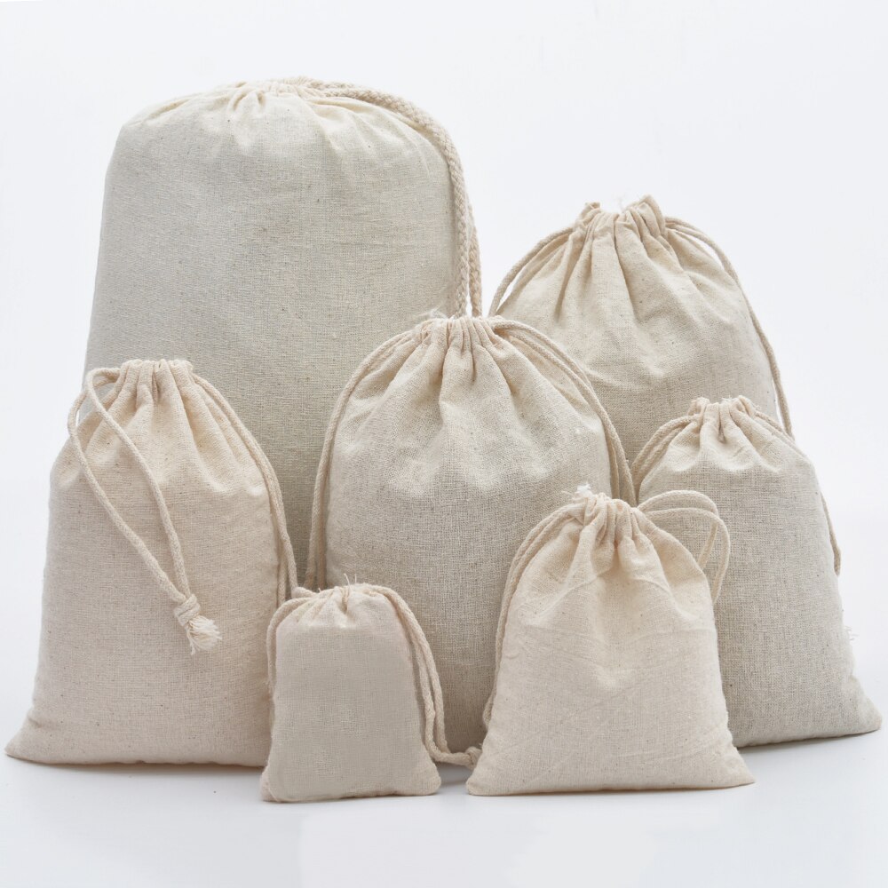 1 pc Herbruikbare Katoenen Trekkoord Boodschappentas Reizen Shopper Tote Tasje voor Vrouwen Mannen Waszak Christmas Pouch