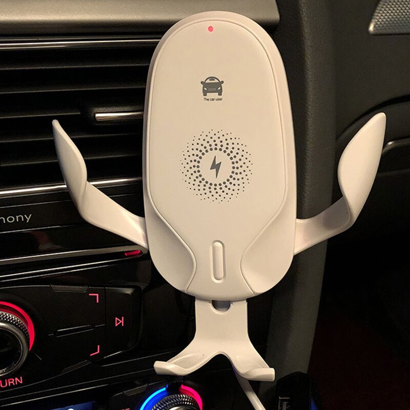 15W Car Wireless Charger Phone Holder Air Vent Gravity Stand Holder for iPhone Samsung Stand QI Fast Wireless Charging: AirVent White
