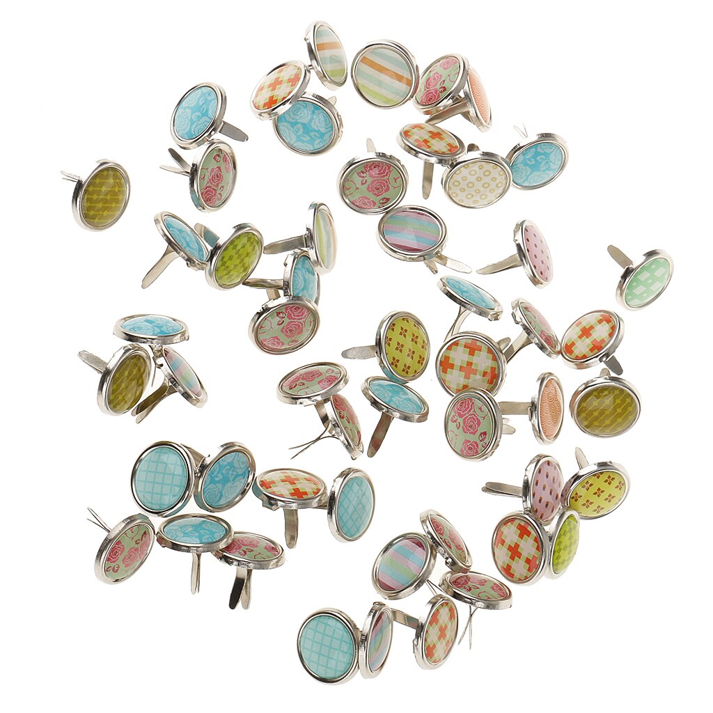 Lot 50x Gemengde Ontwerpen Leuke Brads Paper Fasteners Scrapbooking Versieringen