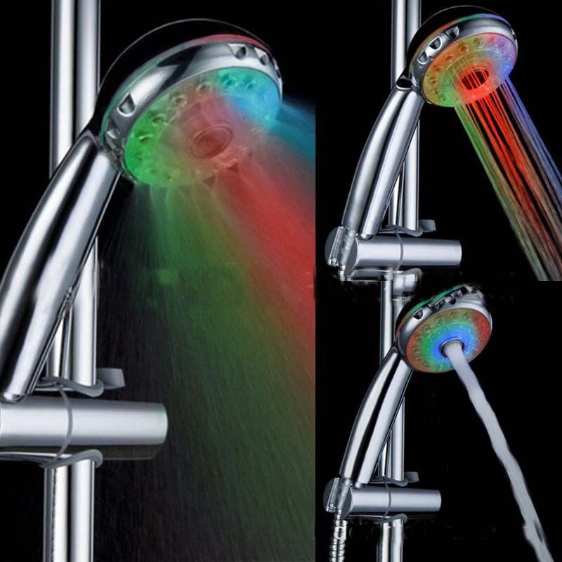 3 Mode 3 Color Led Shower Head Light Sprinkler Adjustable Temperature Sensor Bath Sprinkler Colorful Flash Bathroom Shower Head: Colorful flash