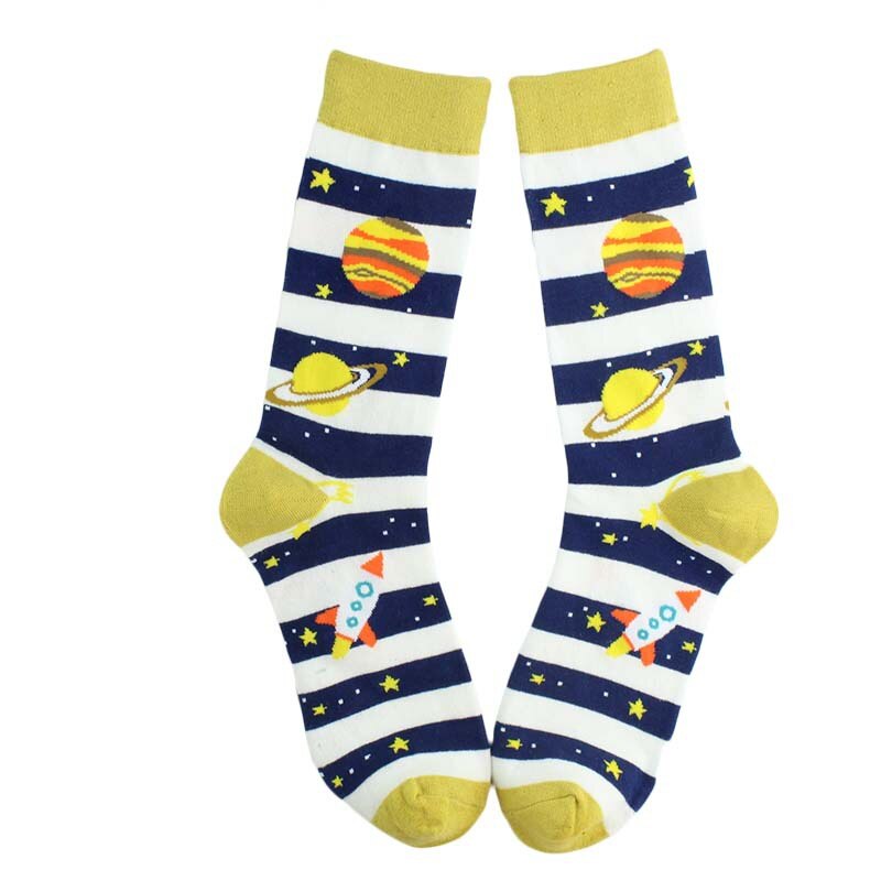 Streetwear Unisex dibujos animados divertidos Calcetines para hombre algodón con Alien Planet Universe Calcetines de Hip Hop hombres Happy Calcetines Meias 131304: 7