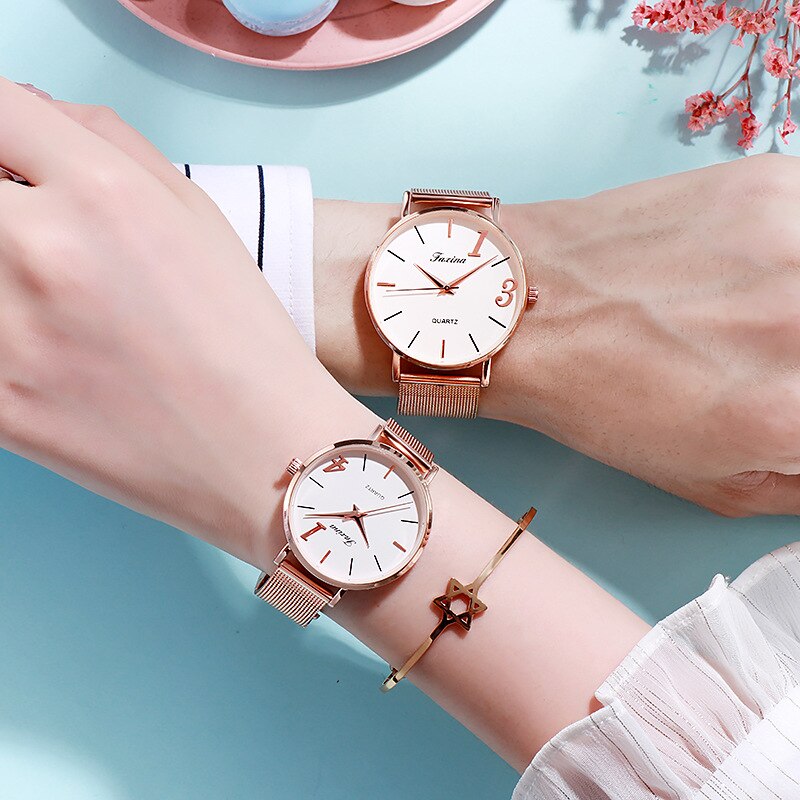 Luxe paar horloge waterdicht quartz horloge dameshorloge valentijnsdag bruiloft roos doos reloj mujer montre femme