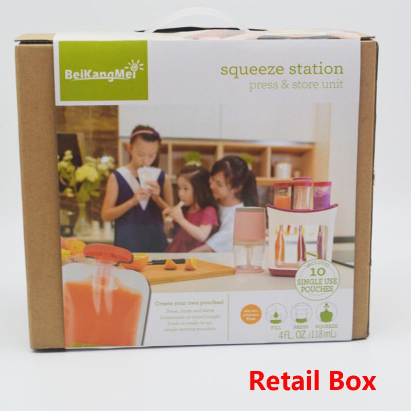 Squeeze Juice Station Baby Food Organination Storage Containers Baby Food Maker Set Fruit Puree Packing Machine Party: Sets with Retail Box