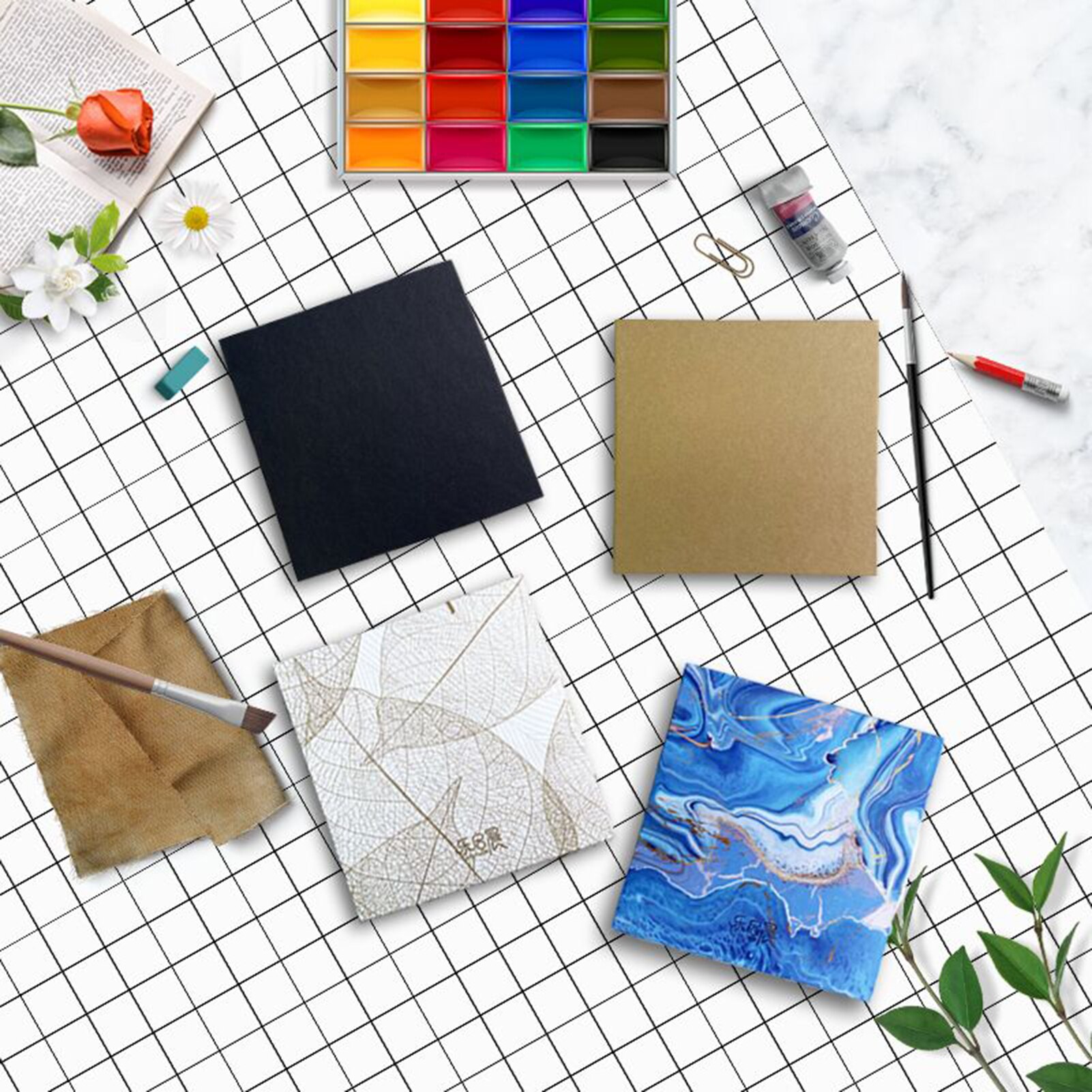 Hardcover Aquarel Schetsboeken, 3.9X3.9 ''Pocket Pads, Set Met Toning Papier En Verf Doos