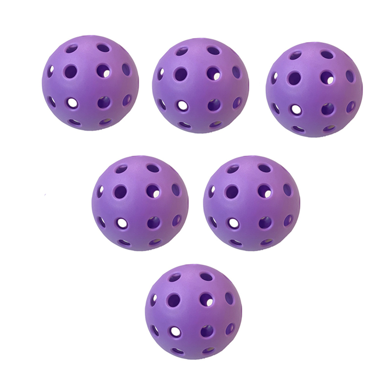 6 uds Pickleball 40 agujeros 74mm pelotas de Pickleball coloridas para exteriores pelota de paleta de entrenamiento y competición duradera para práctica de competición: plum