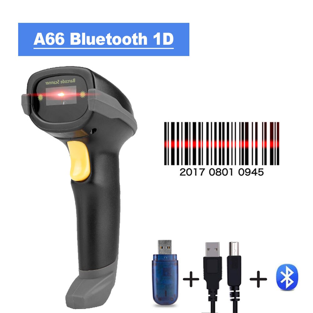 Holyhah A66 Handheld kabellos Barcode Scanner UND A56D Bluetooth 1D/2D QR Bar Code Leser PDF417 für IOS Android IPAD: A66 Bluetooth 1D