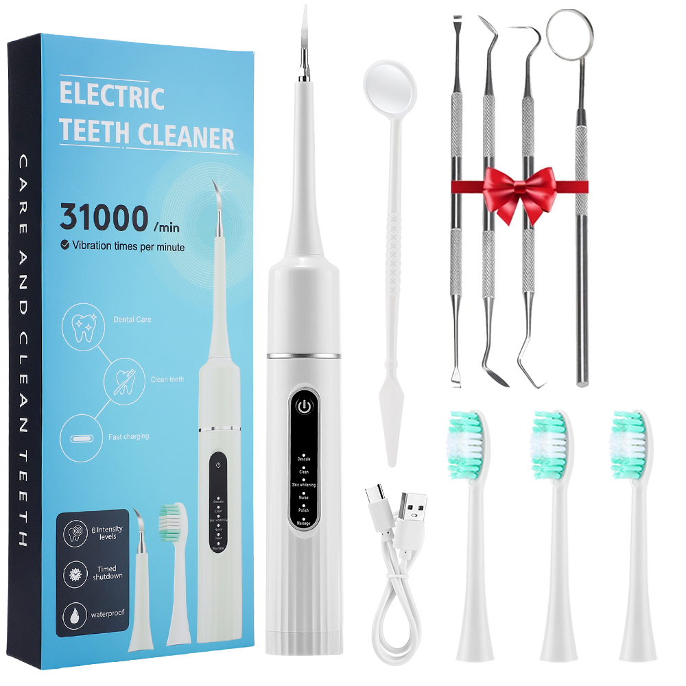 Electric Tooth Cleaner Waterproof Toothbrush Sonic Vibration Dental Scaler Plaque Calculus Tartar Remover Teeth Cleaning Tools: Yellow