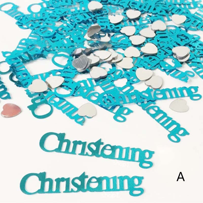 CHRISTENING Confetti Pink or Blue Ideal Table Decorations Boy or Girl Heart Metallic Glitter Foil Sequins Wedding Festival Party: A