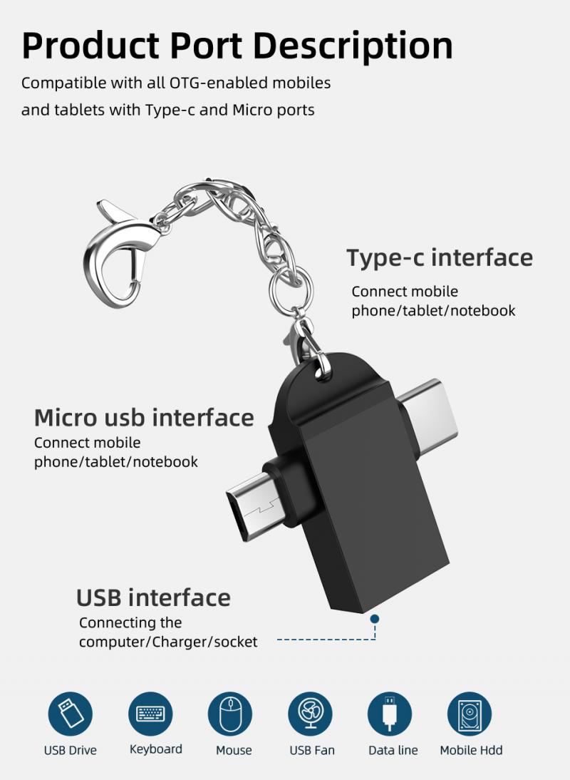 Type Otg C 2 In 1 Otg Micro Converter Usb C 3.0 Flash Disk Muis Connector Voor Smartphone Android Usb mannelijke Tablet & Hard Schotel