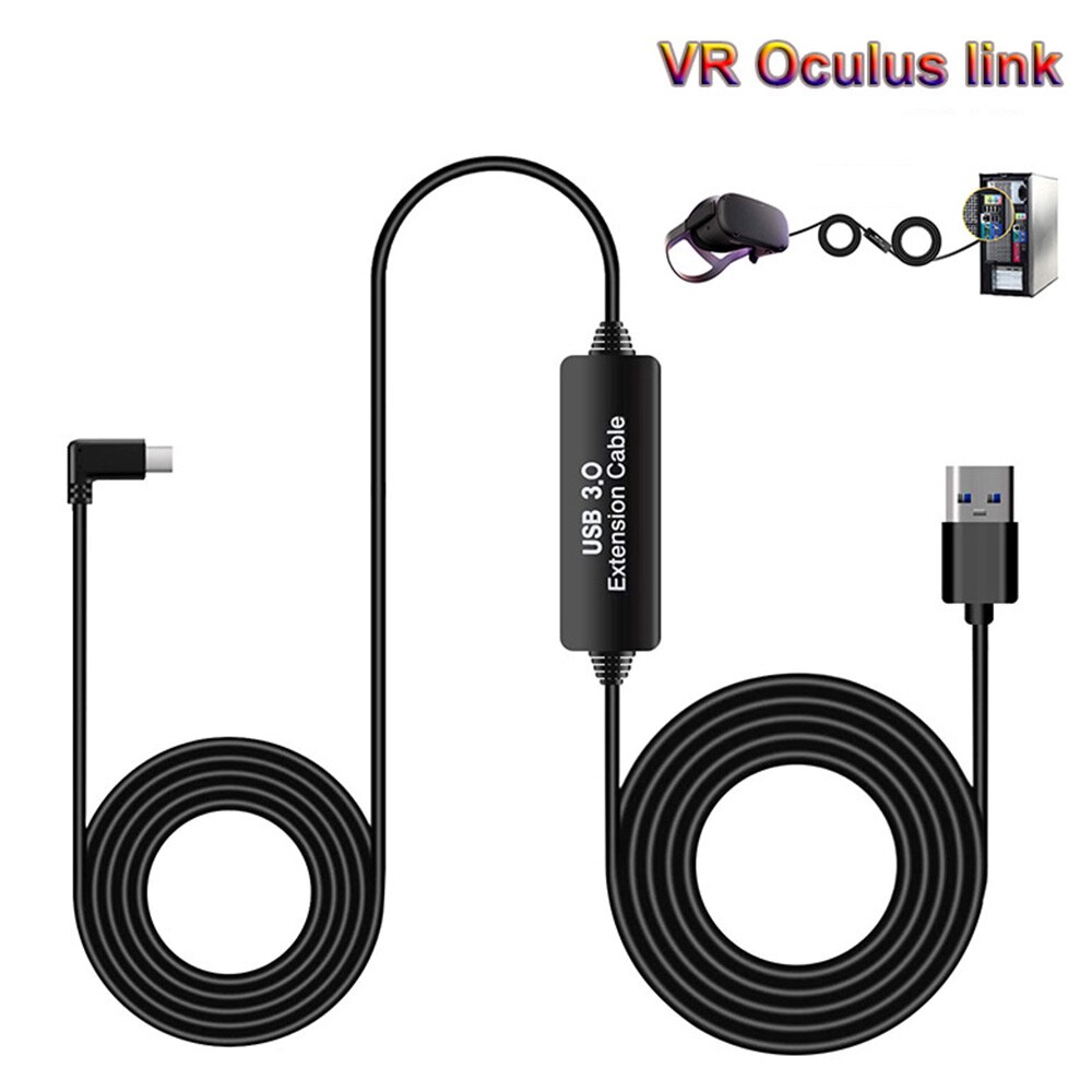 Oculus Quest 2 VR Link USB3.1 Type-c Link 90 Degree Extension Cable Connector High Speed Data Transfer for VR Virtual Reality: 5m Extension